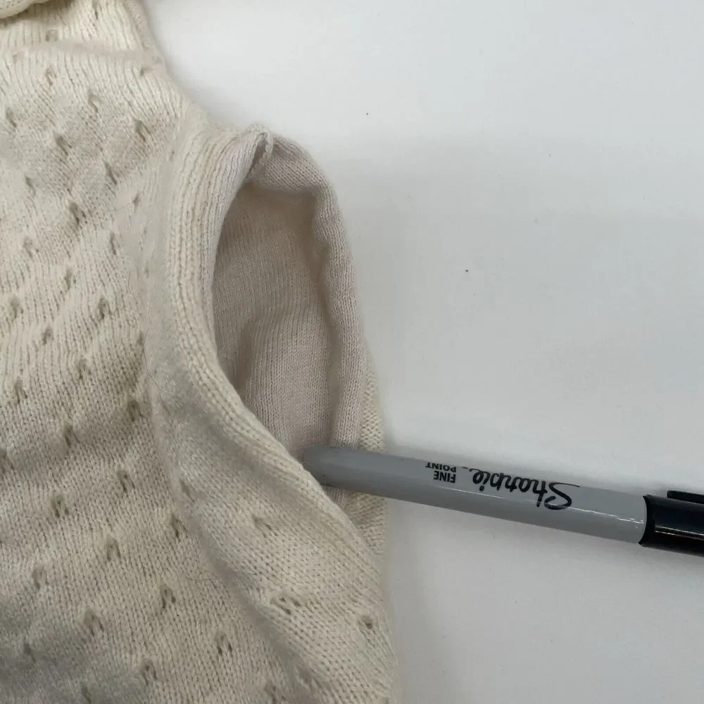 LOFT Cardigan Sweater Womens Medium‎ Cream Cottagecore Wool Blend Pockets *READ